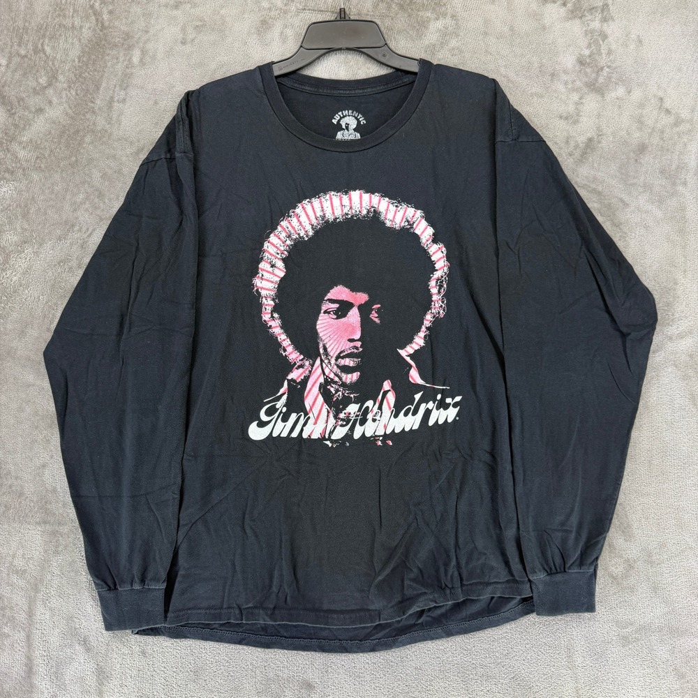 Authentic Hendrix T-Shirt Mens 2X Long Sleeve Black Graphic Rock Music EUC